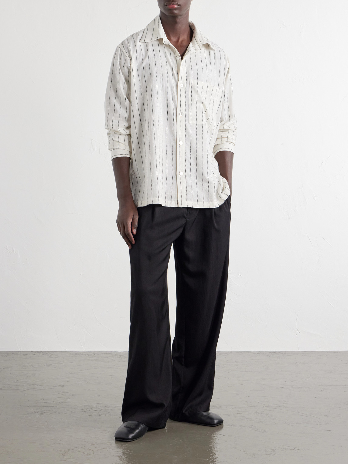 Pinstriped Cotton-Canvas Shirt