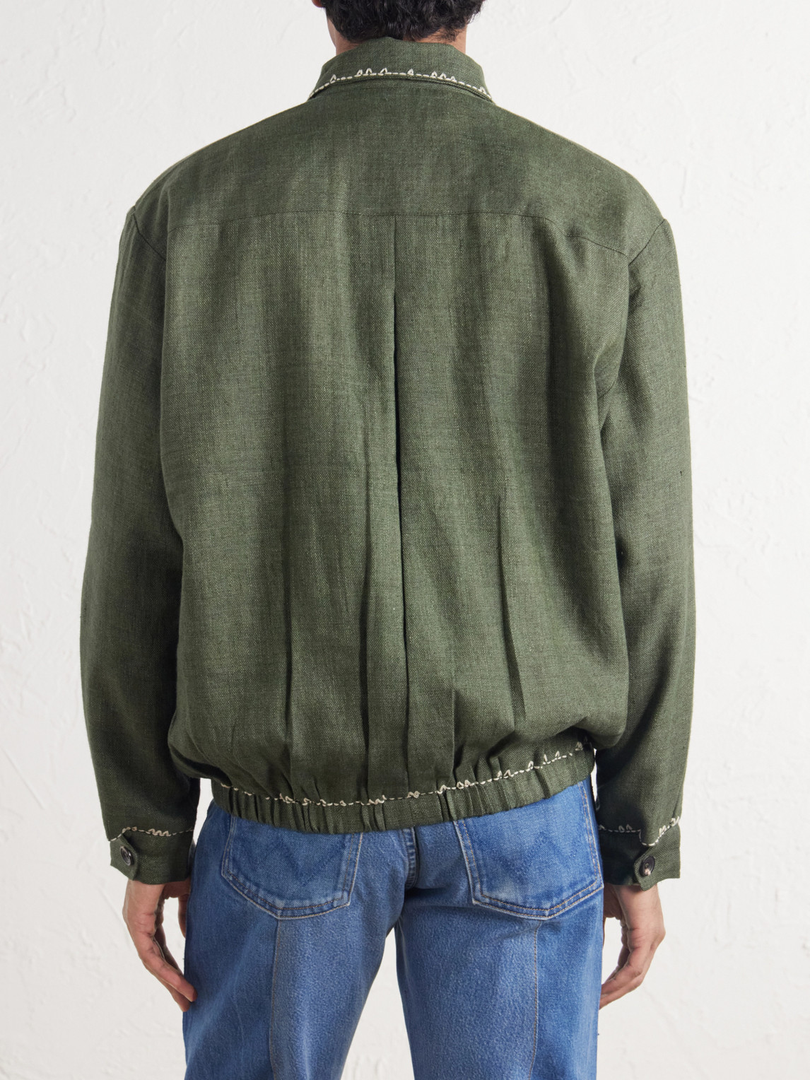 And Linen-Blend Canvas Blouson Jacket