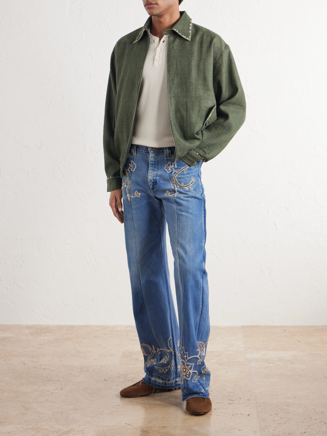 And Linen-Blend Canvas Blouson Jacket