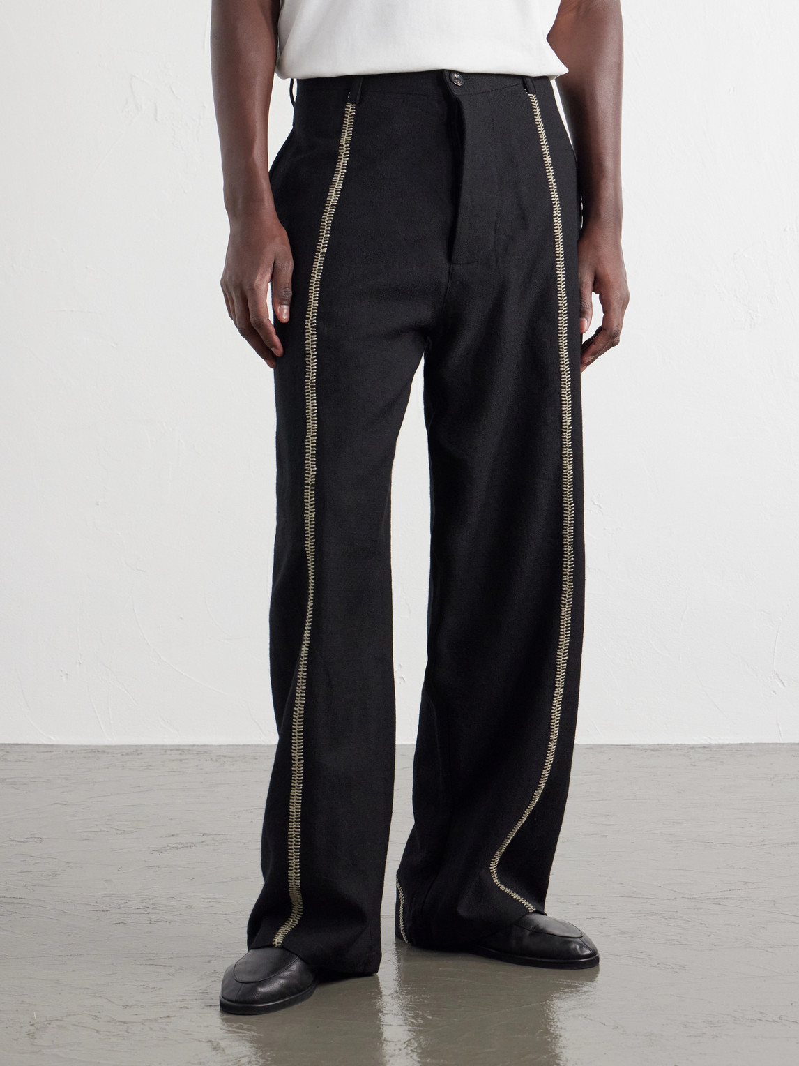Sultan Straight-Leg Embroidered Wool Trousers