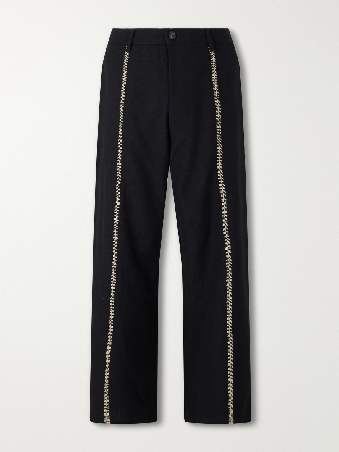 Sultan Straight-Leg Embroidered Wool Trousers