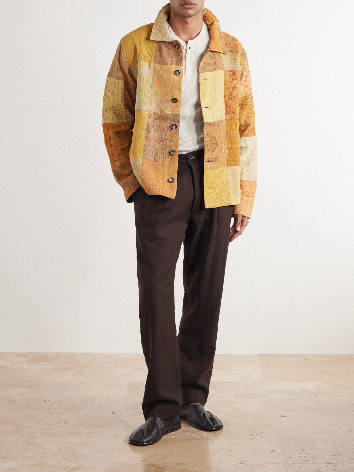 Vintage Kantha Patchwork Quilted Cotton-Voile Jacket