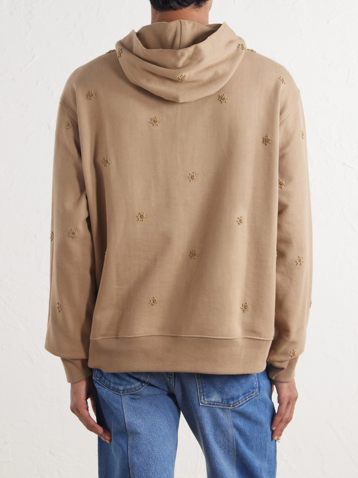 Bead-Embellished Embroidered Cotton-Jersey Hoodie