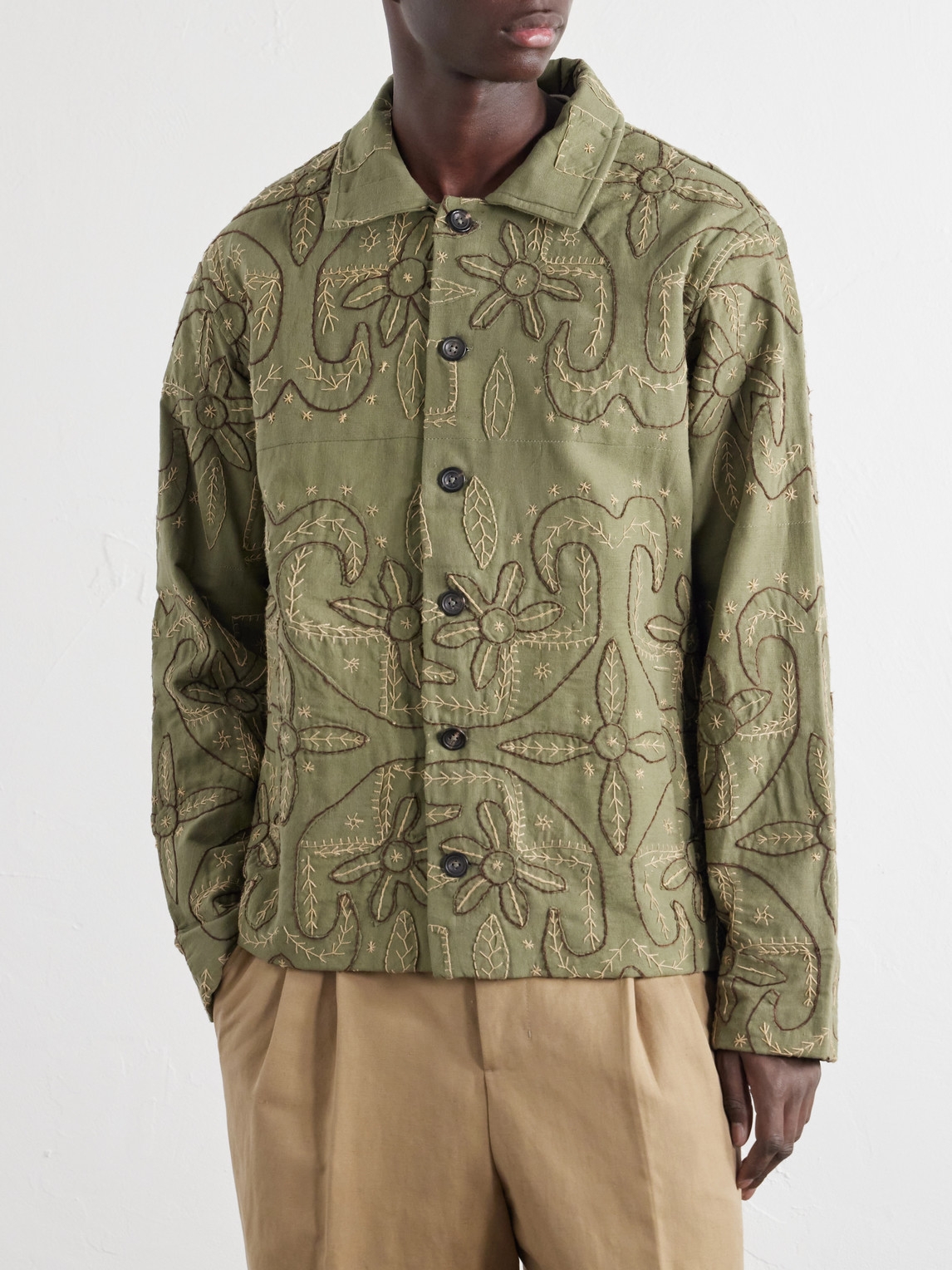 Godhadi Embroidered Cotton-Canvas Blouson Jacket