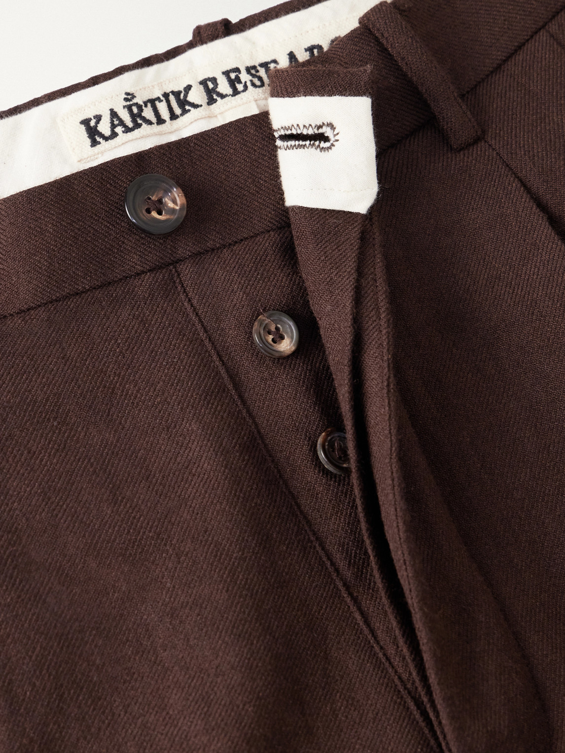 Straight-Leg Pleated Embroidered Wool-Twill Trousers