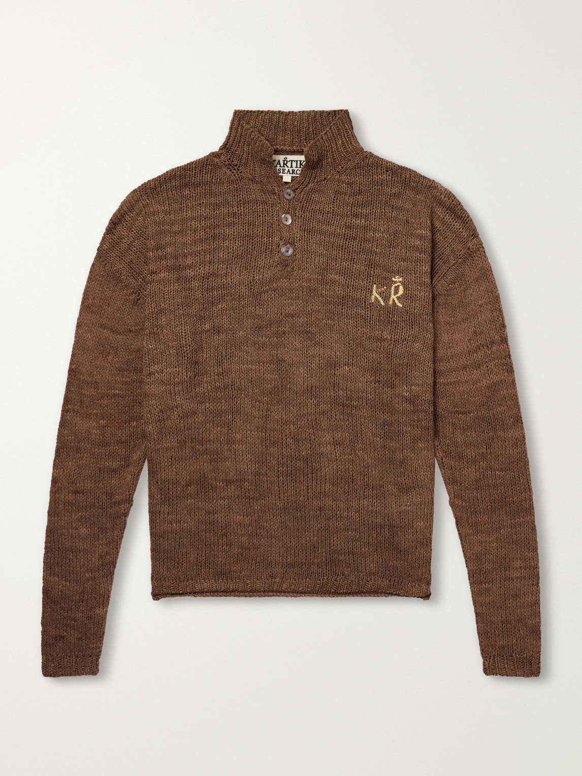 Kartik Research Logo-embroidered Silk Polo Sweater In Brown