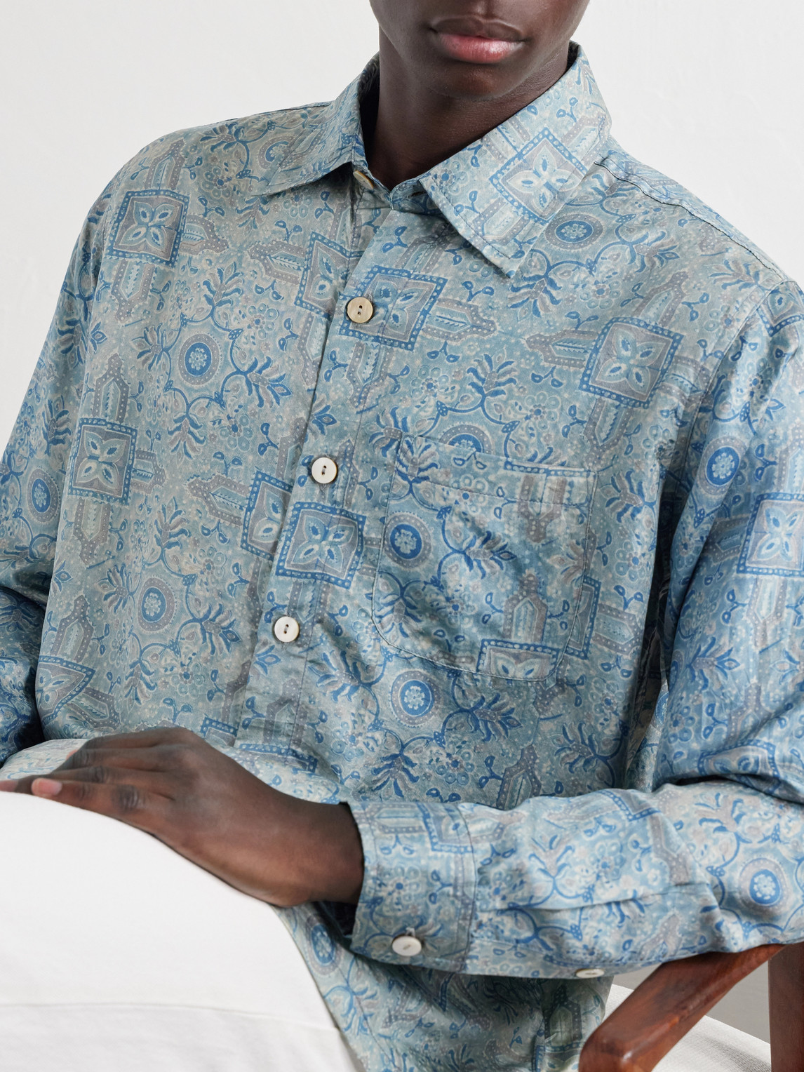 Printed Silk-Satin Shirt
