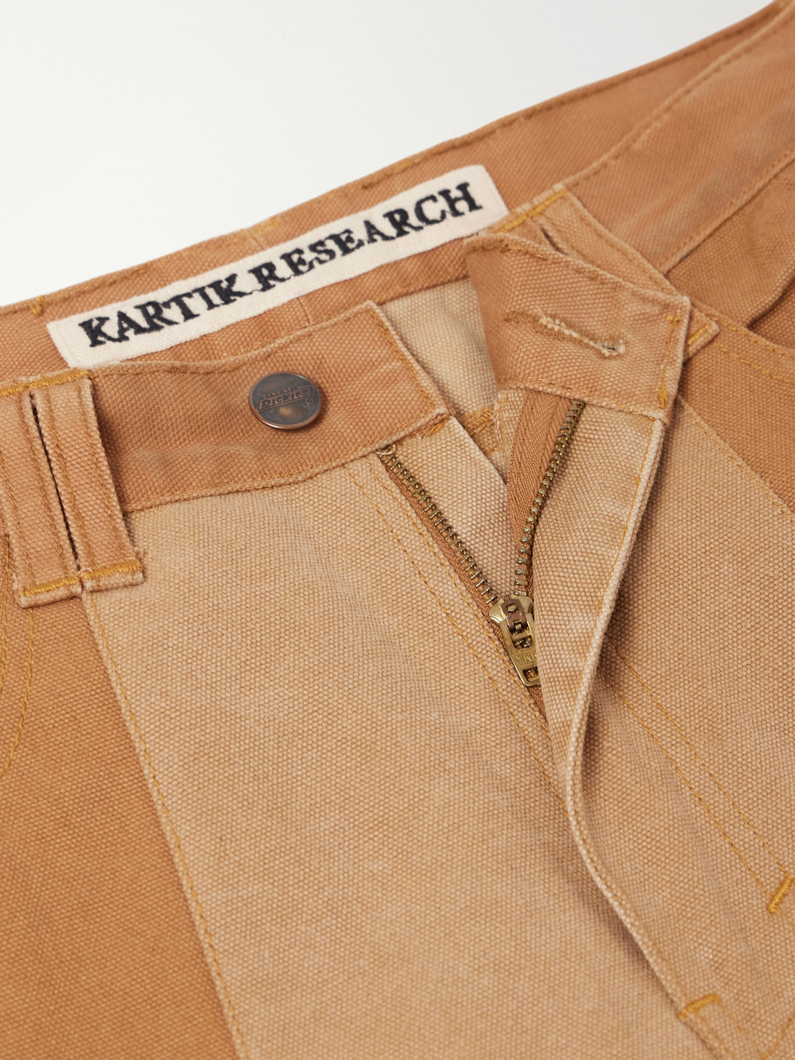 Zardozi Bead-Embellished Embroidered Panelled Cotton-Canvas Trousers
