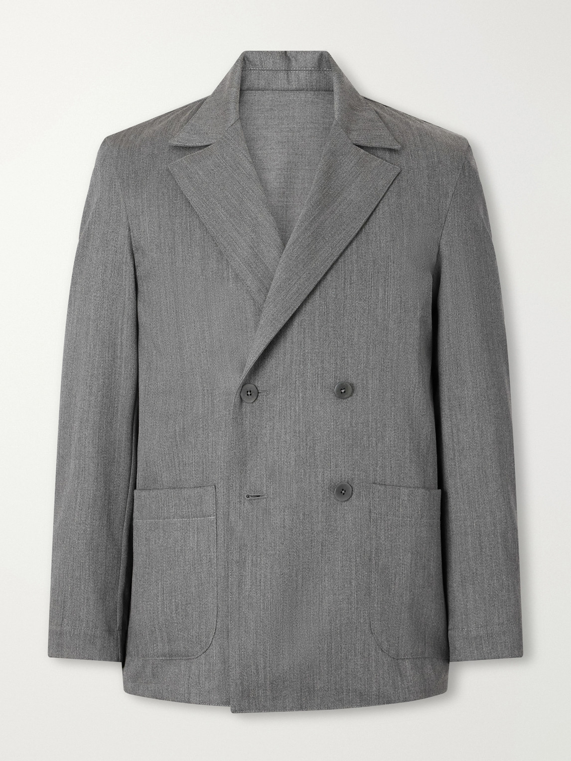Stòffa Double-breasted Wool-twill Suit Jacket In Gray