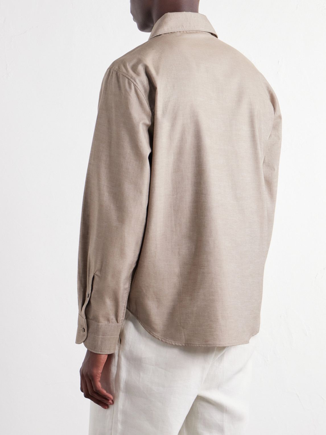 Stòffa - Spread-Collar Brushed Cotton Woven Shirt