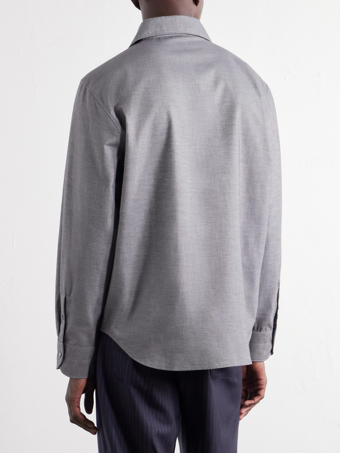 Stòffa - Spread-Collar Brushed Cotton Woven Shirt