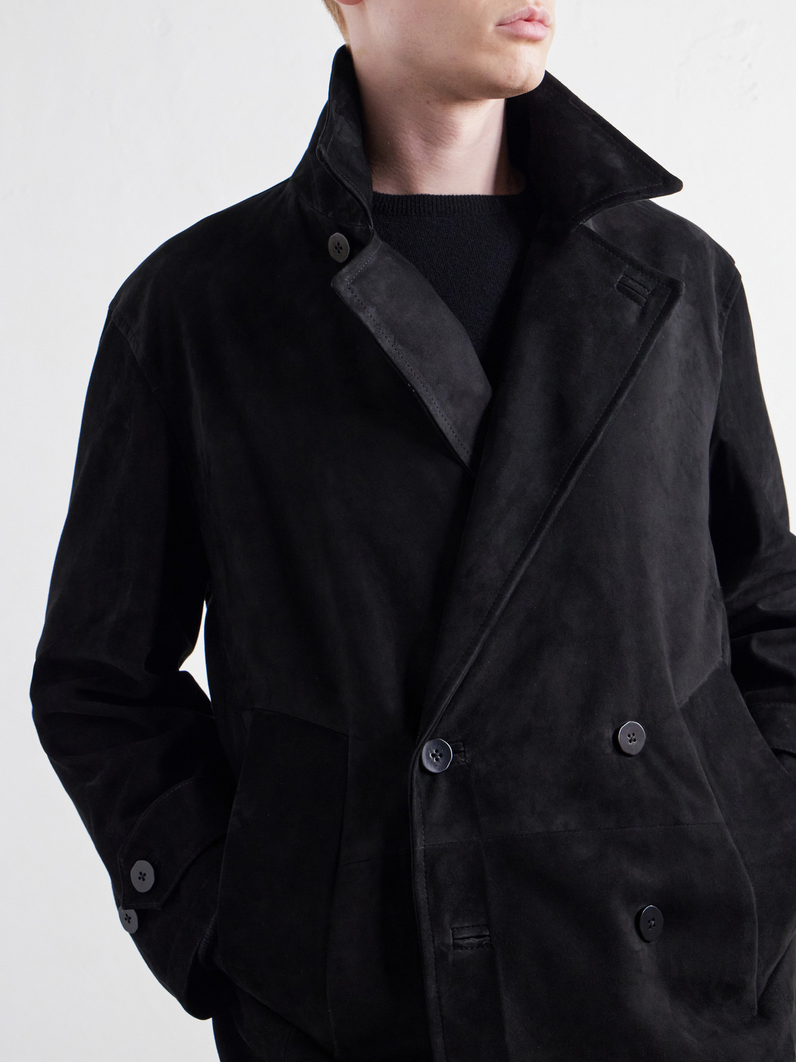 Stòffa Double-breasted Suede Jacket In Multi