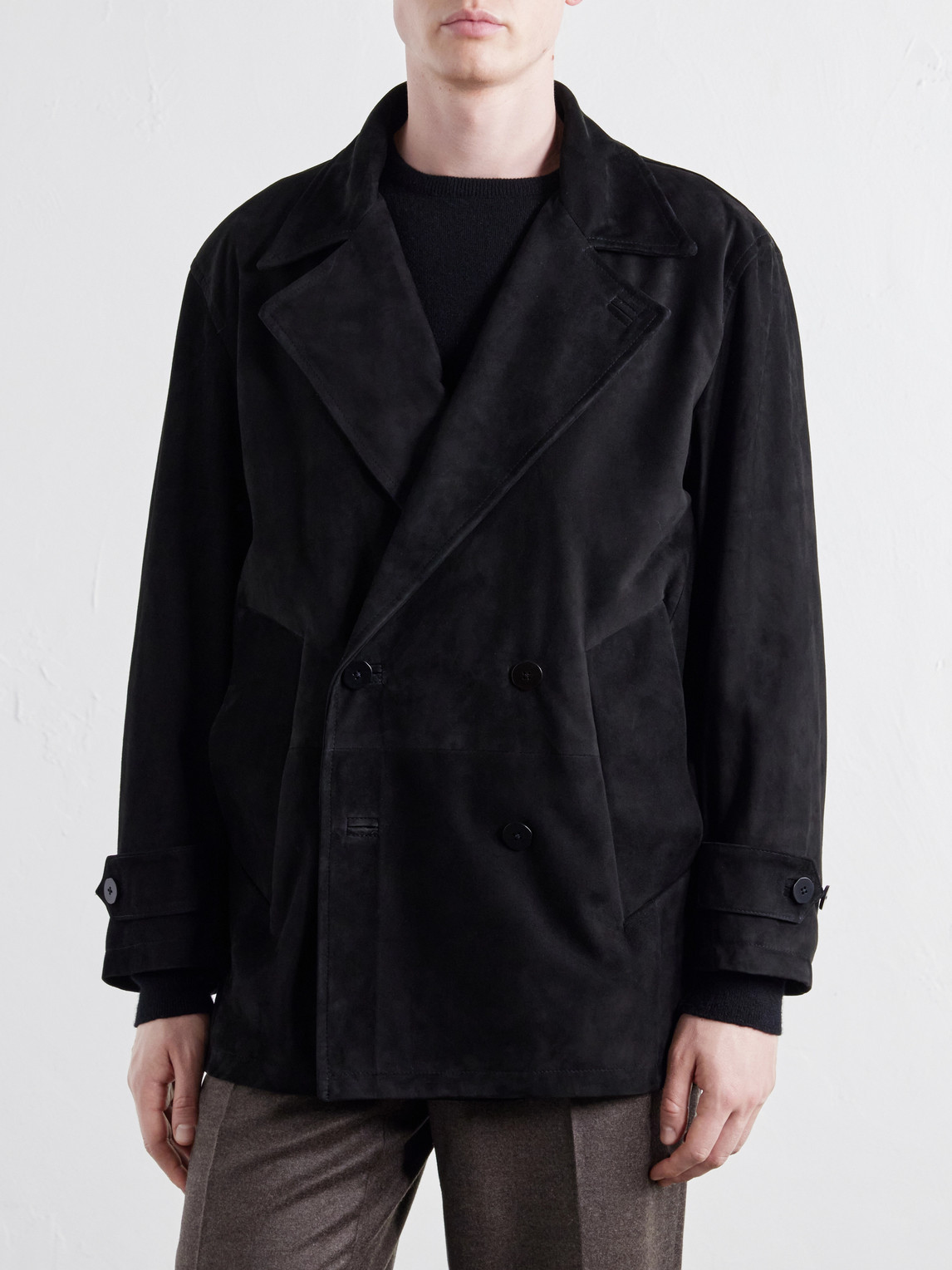 Stòffa Double-breasted Suede Jacket In Multi