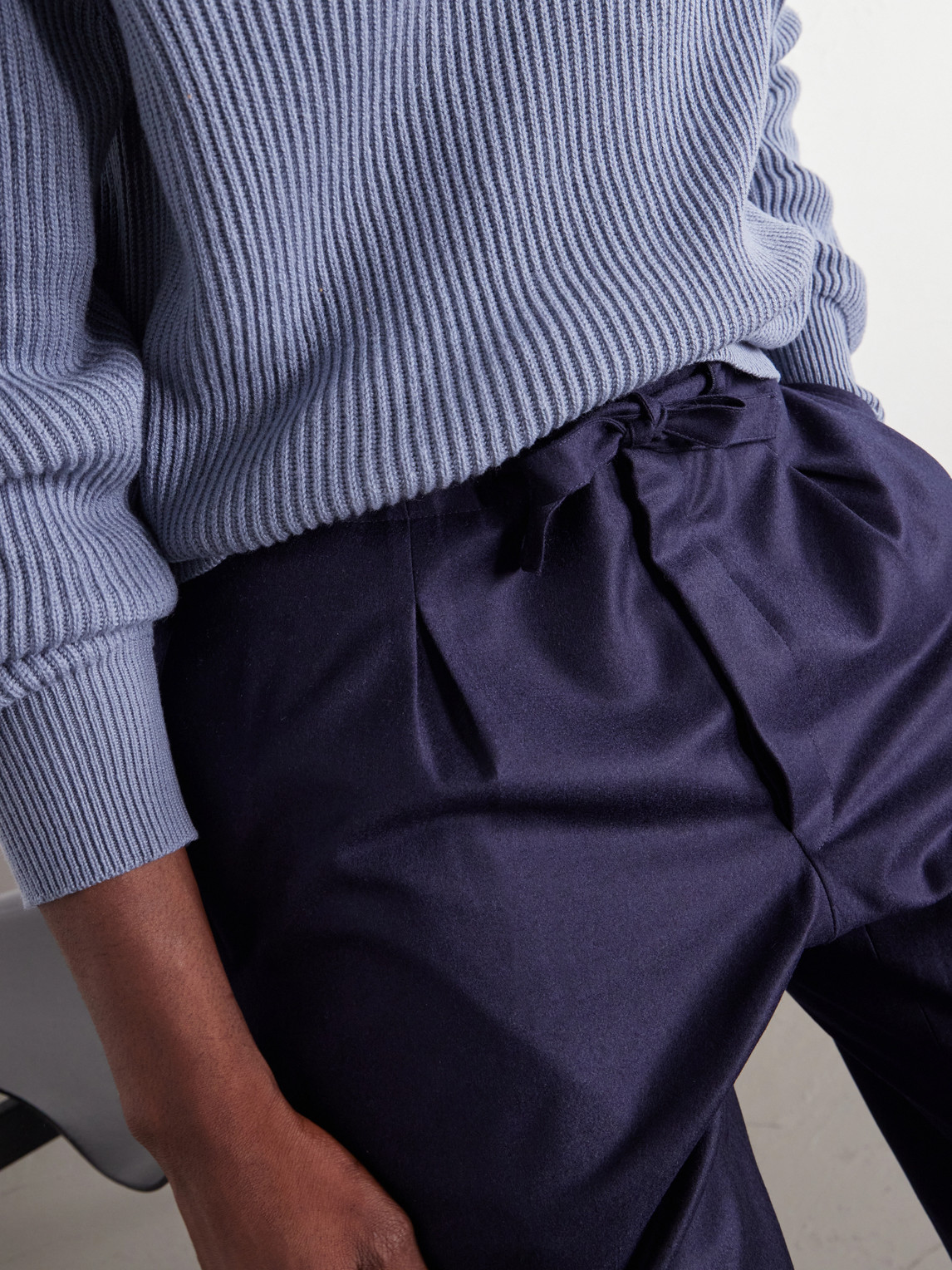 Stòffa - Wide-Leg Drawstring Wool And Cashmere-Blend Flannel Trousers