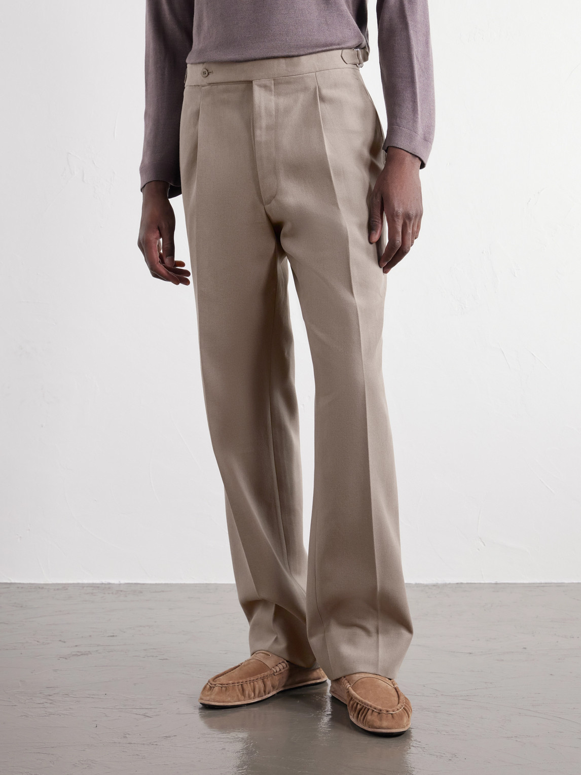 Stòffa - Straight-Leg Pleated Cotton-Twill Trousers