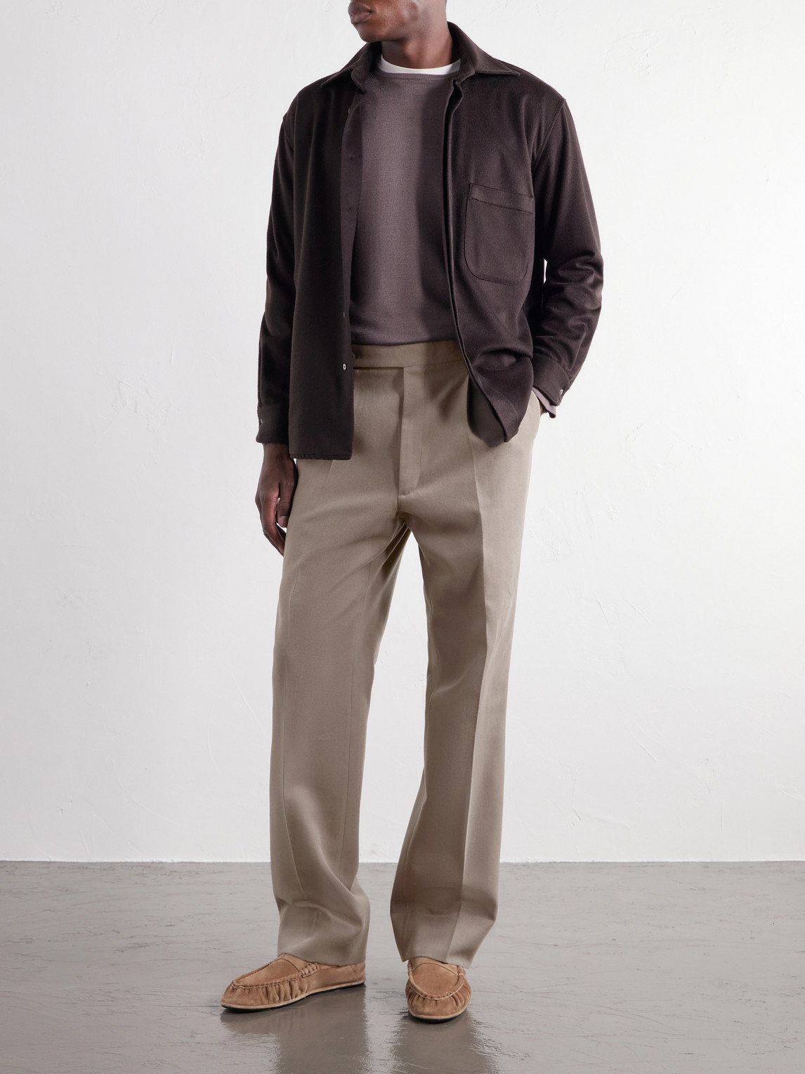 Stòffa - Straight-Leg Pleated Cotton-Twill Trousers