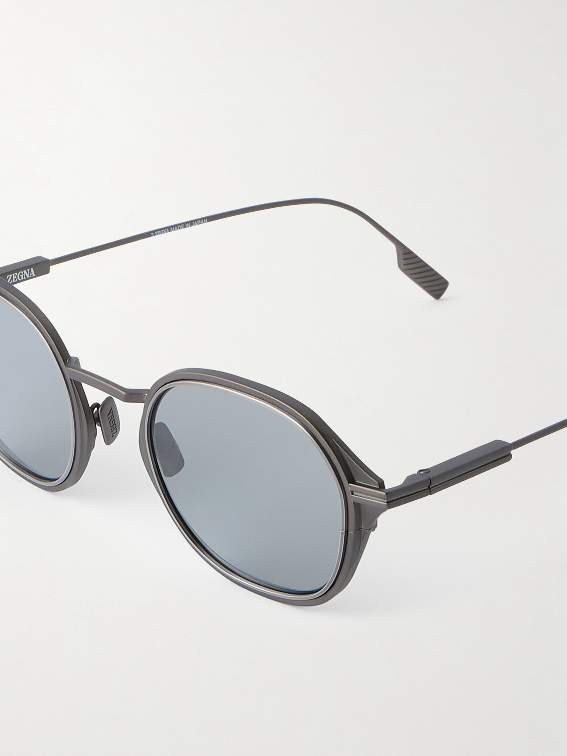 Zegna - Round-frame Titanium Sunglasses - Men - Black 
