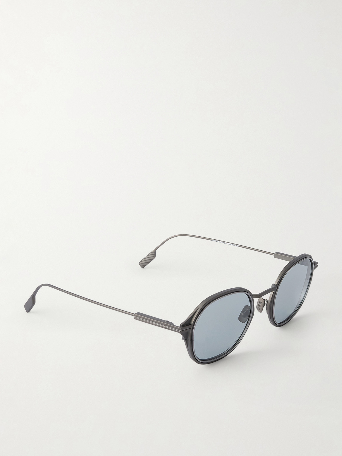 Zegna - Round-frame Titanium Sunglasses - Men - Black 