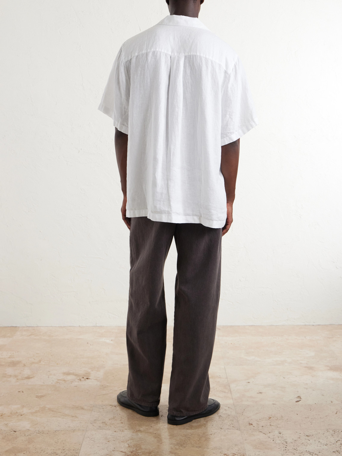 Convertible-Collar Linen Shirt