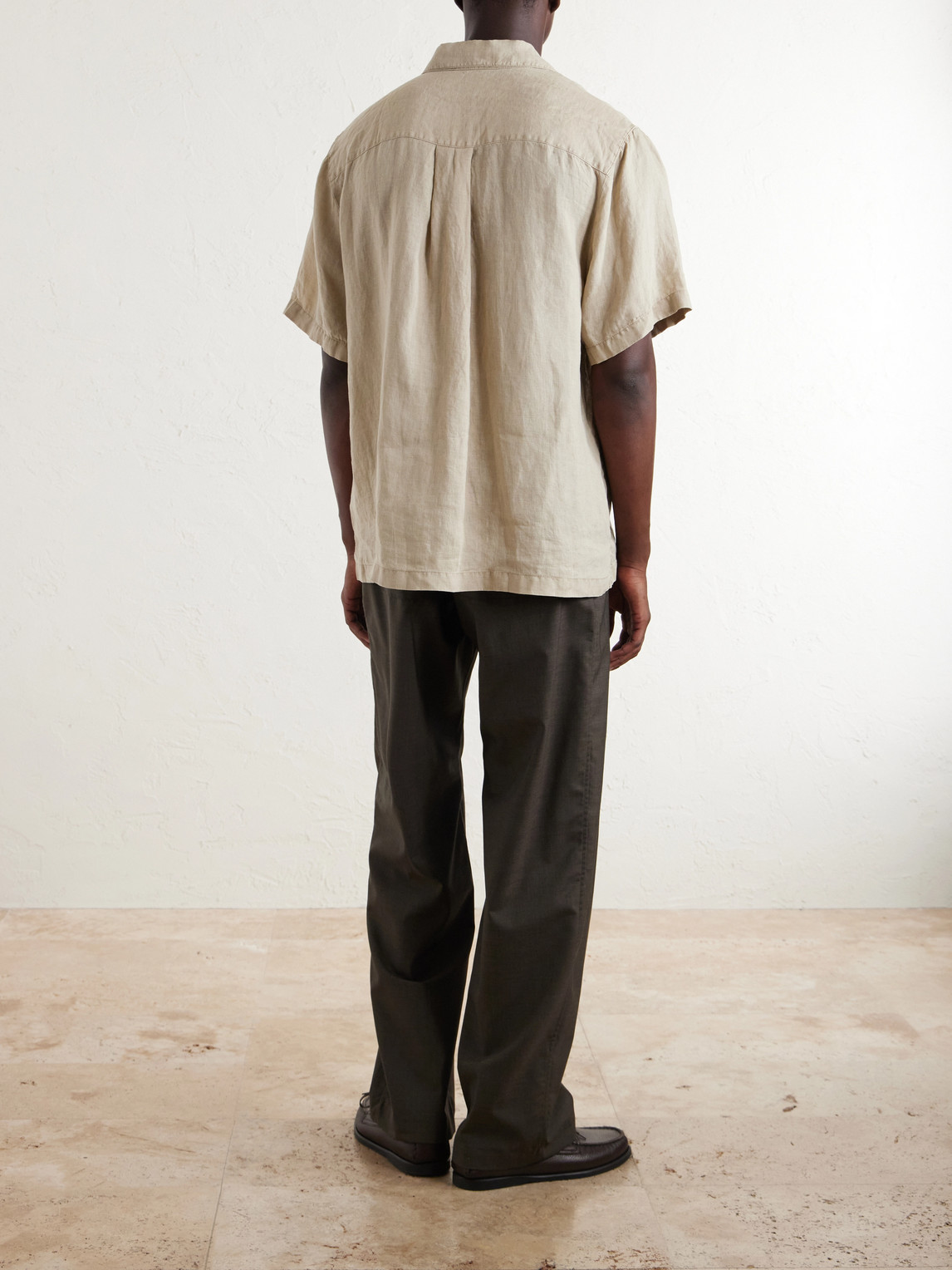 Convertible-Collar Linen Shirt