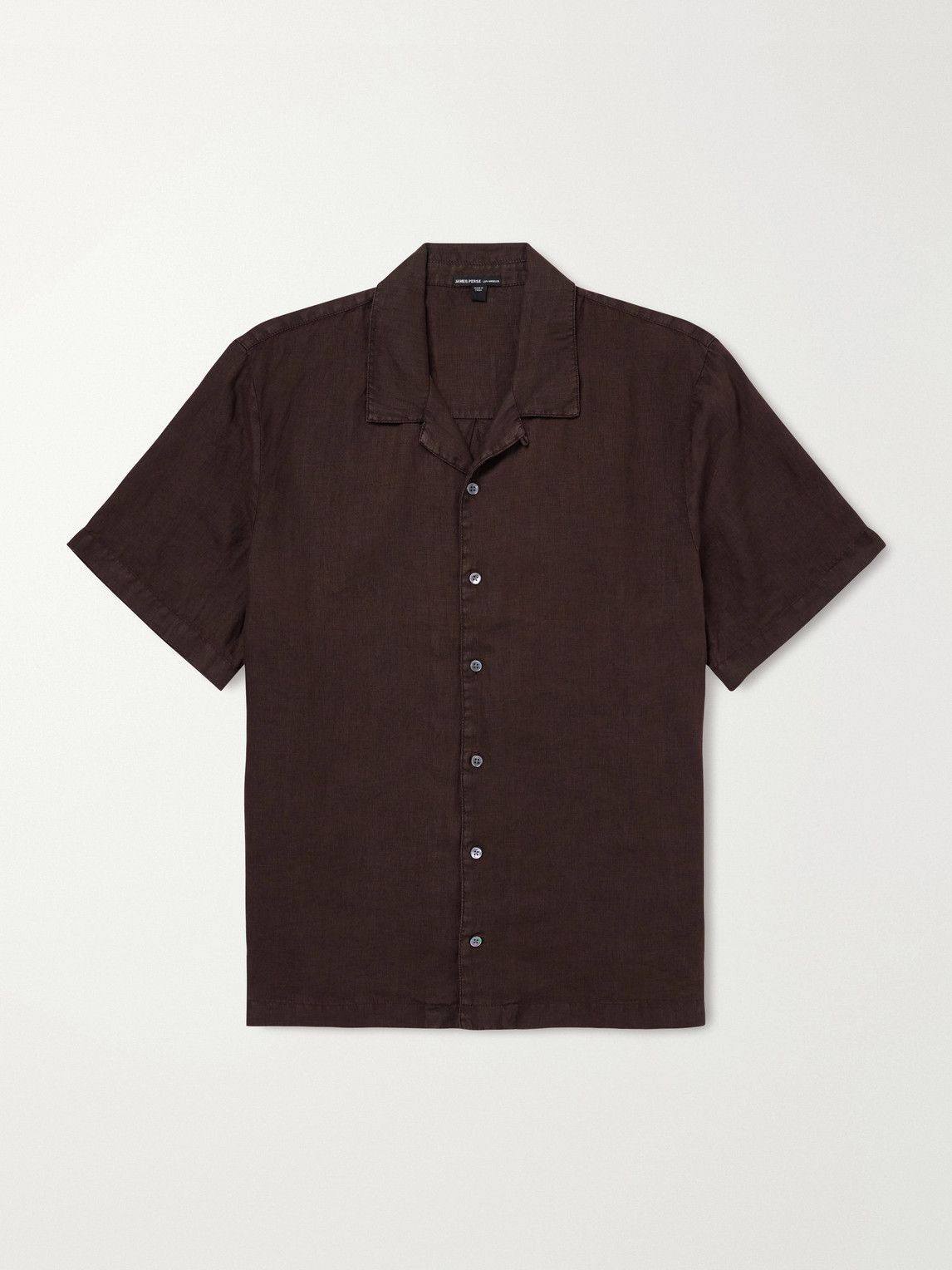 James Perse Convertible-collar Linen Shirt In Brown