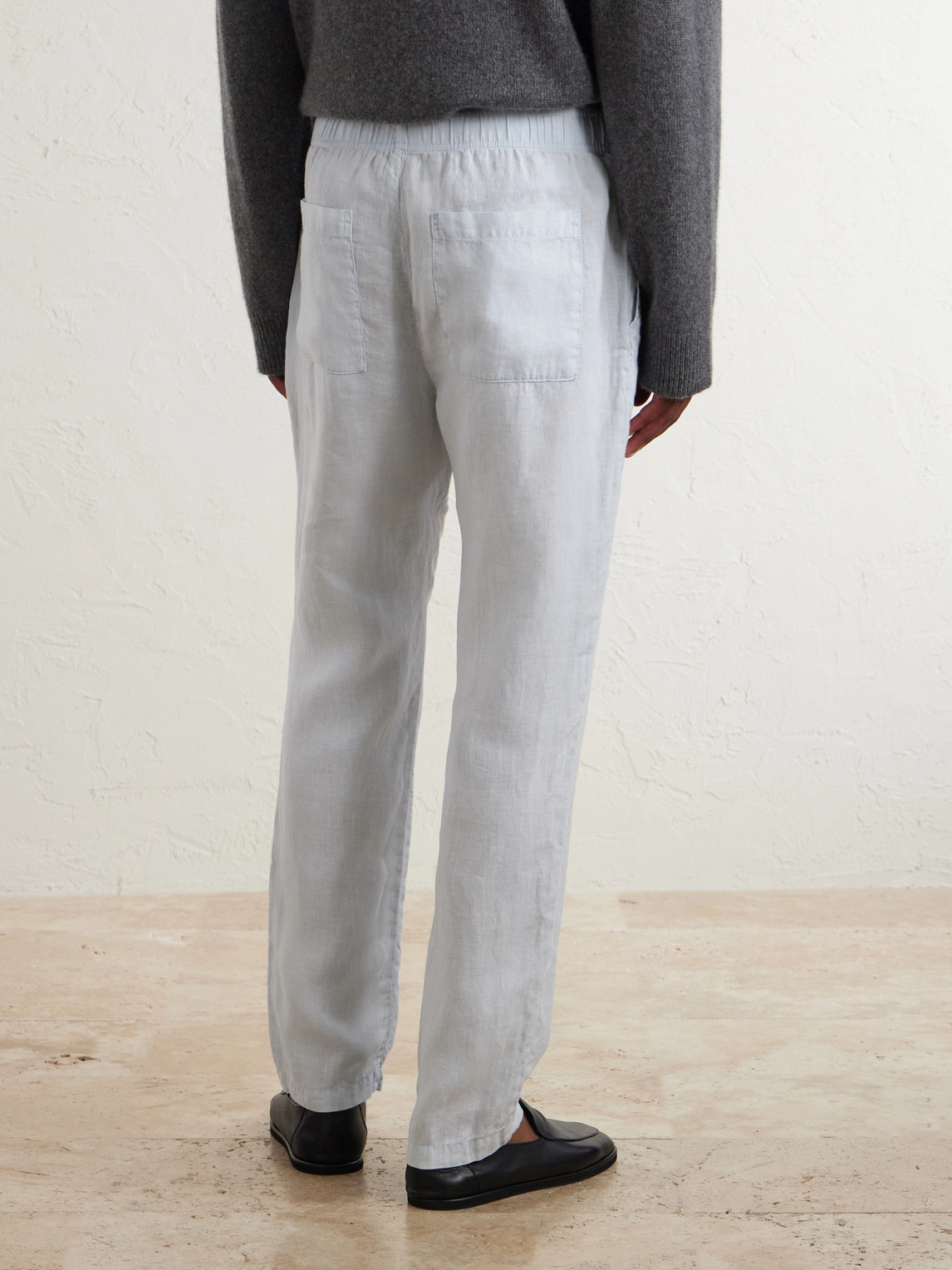 Straight-Leg Garment-Dyed Linen Drawstring Trousers