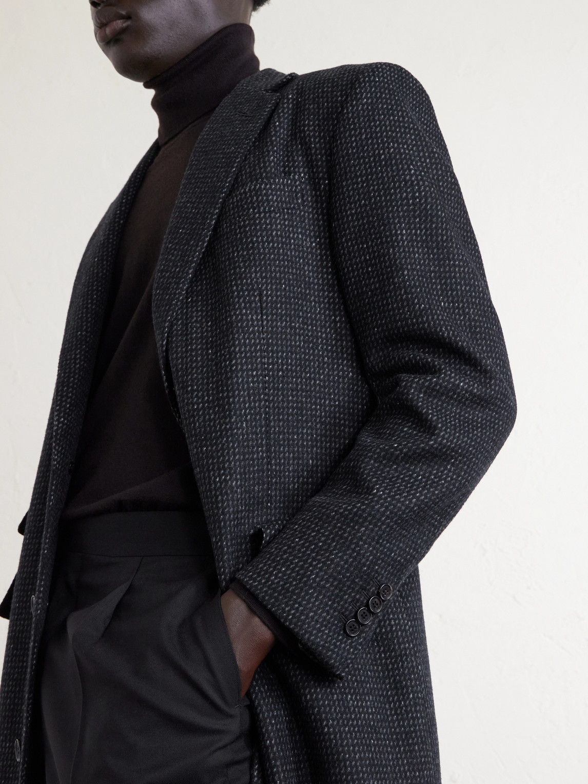 Checked Wool, Silk And Cashmere-Blend Coat