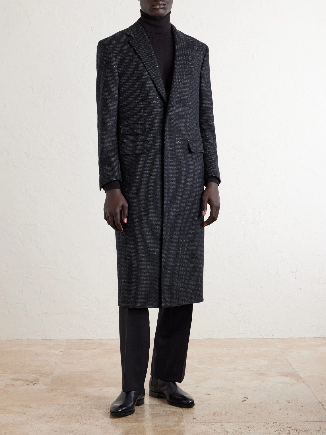 Checked Wool, Silk And Cashmere-Blend Coat