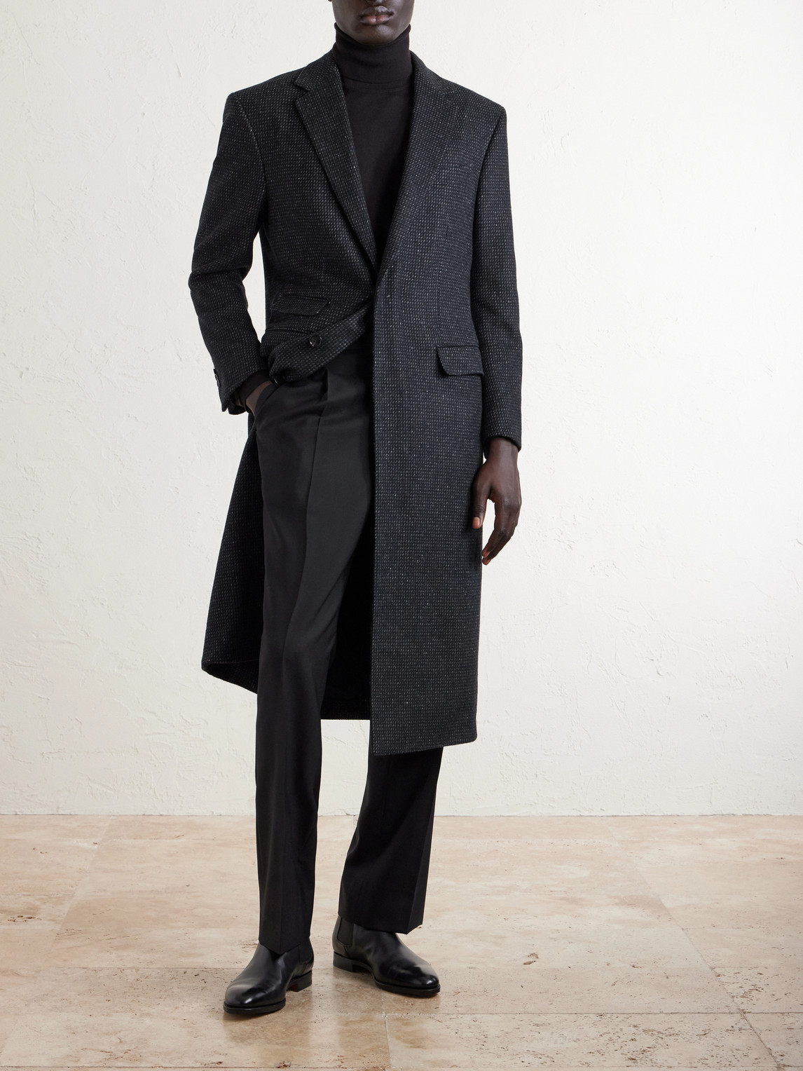 Checked Wool, Silk And Cashmere-Blend Coat