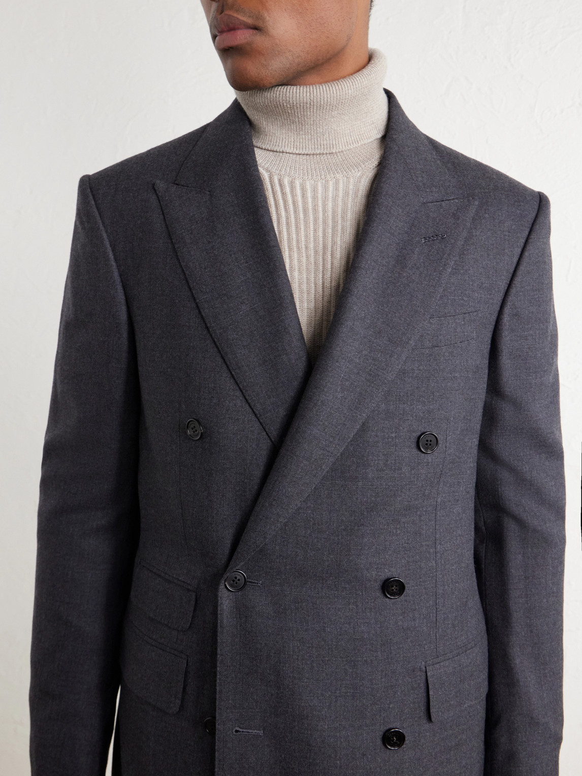 Double-Breasted Wool And Cashmere-Blend Suit Jacket