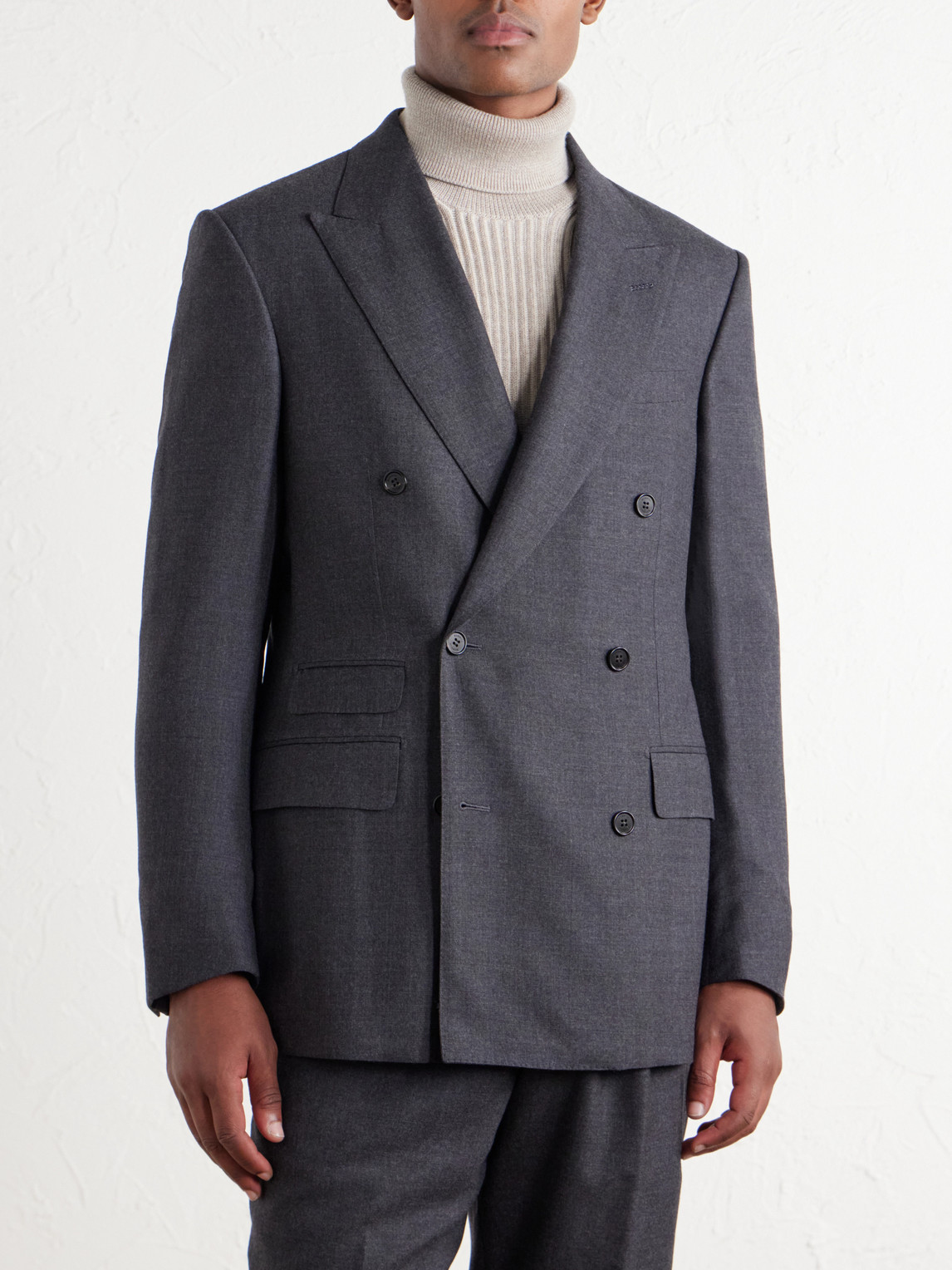 Double-Breasted Wool And Cashmere-Blend Suit Jacket