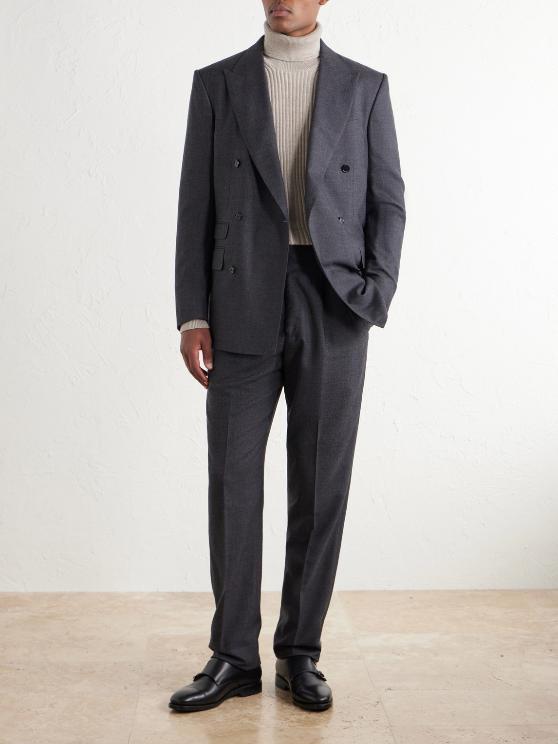 Double-Breasted Wool And Cashmere-Blend Suit Jacket