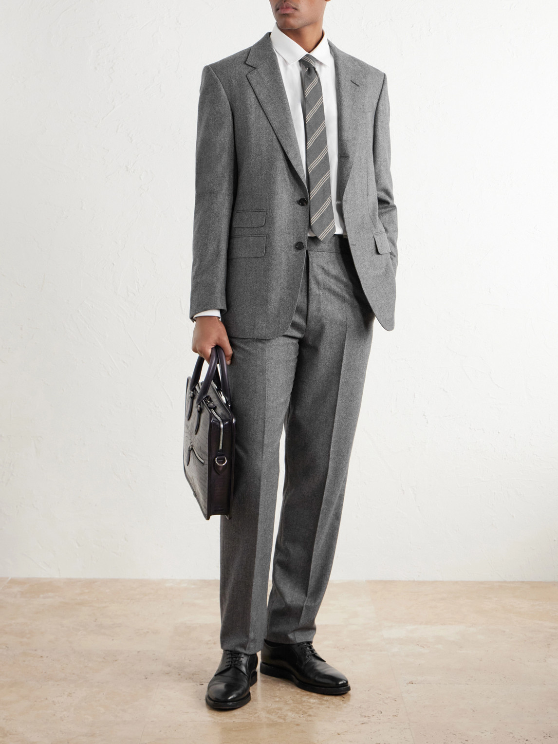 Straight-Leg Herringbone Wool And Cashmere-Blend Trousers