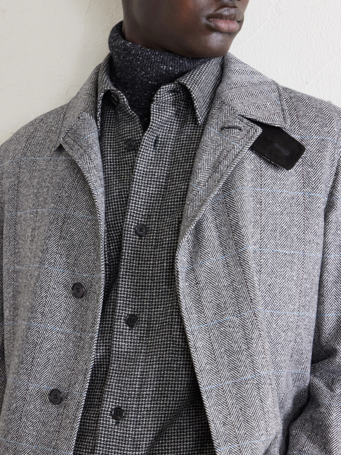 Belted Herringbone Wool Trench Coat