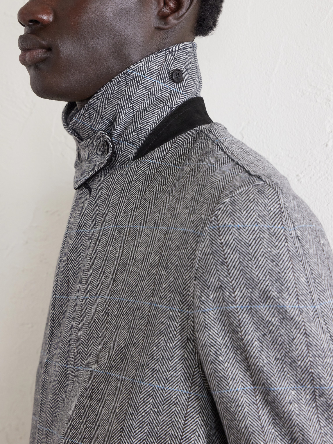 Belted Herringbone Wool Trench Coat