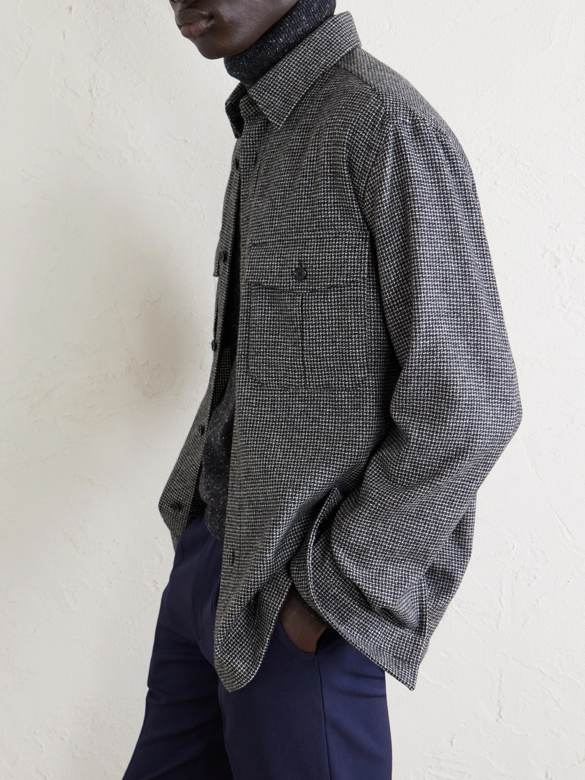 Houndstooth Wool Overshirt