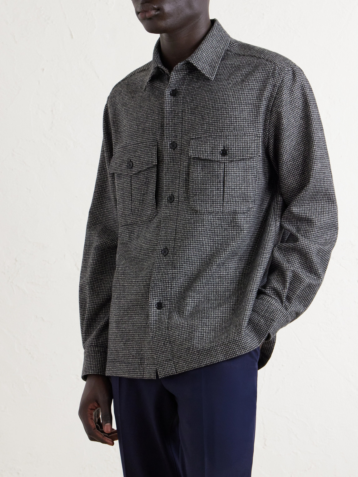 Houndstooth Wool Overshirt