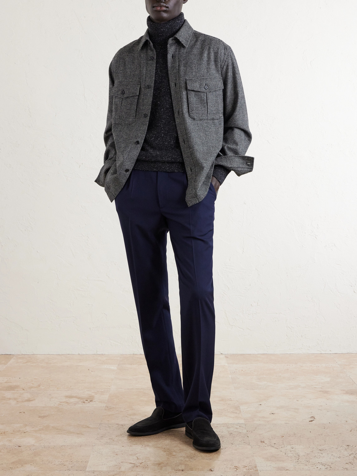 Houndstooth Wool Overshirt