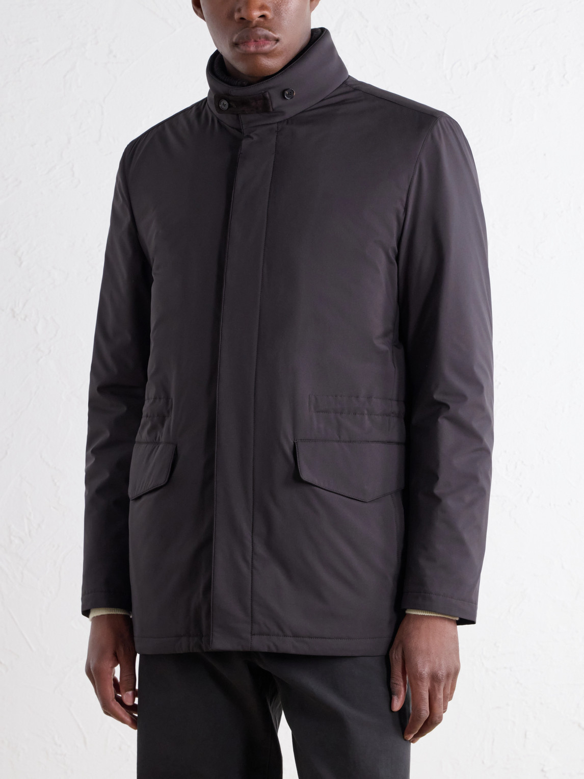 And Rib-Trimmed Padded Coat
