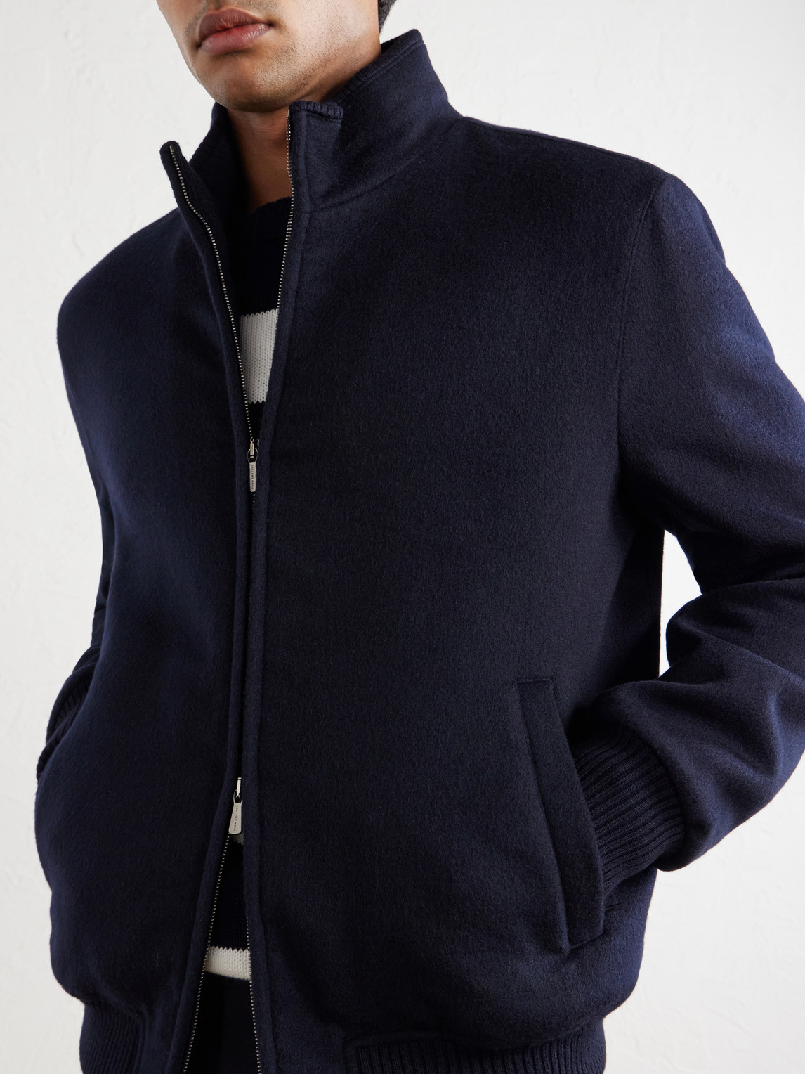 And Cashmere-Blend Flannel Bomber Jacket