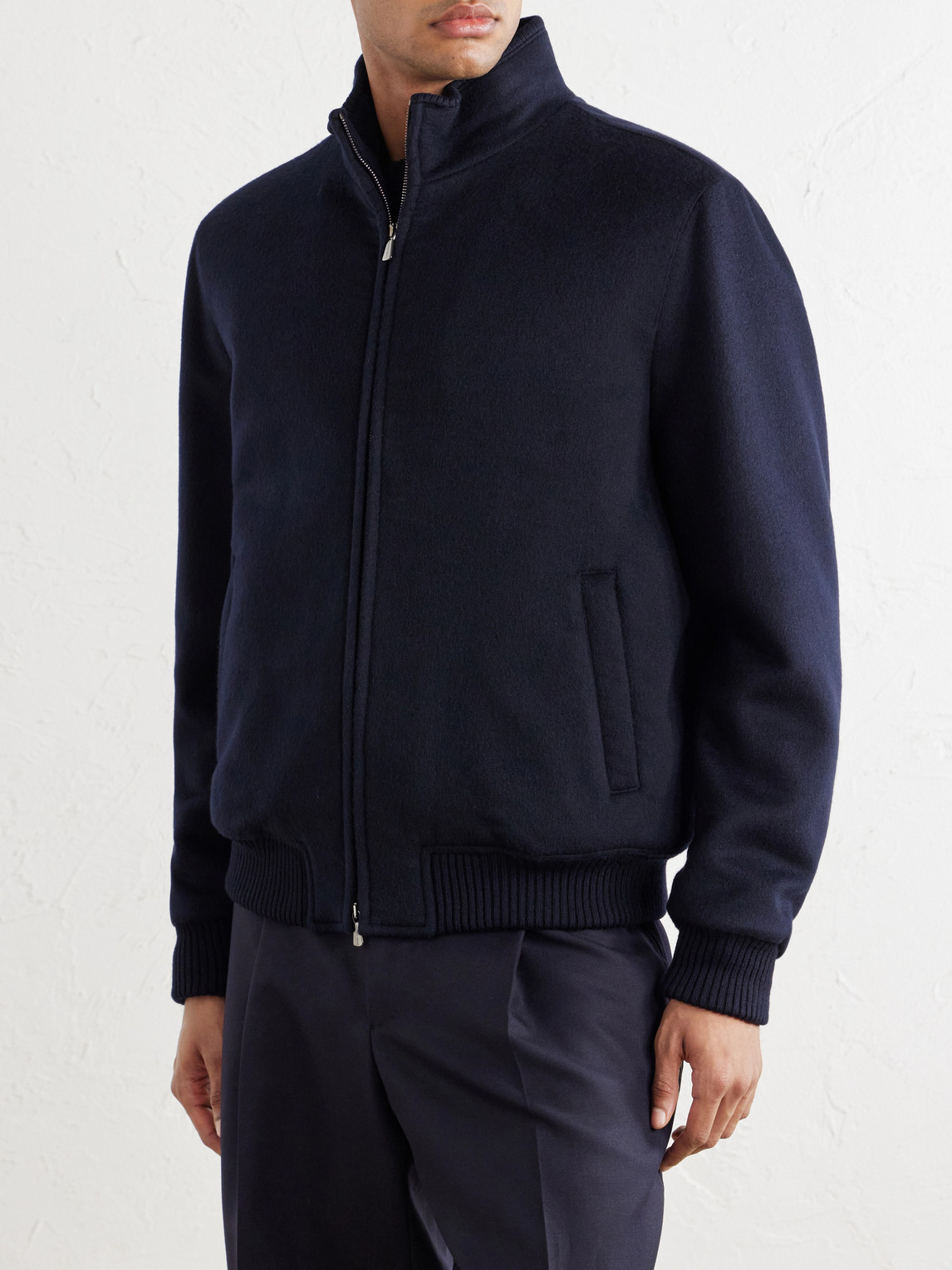 And Cashmere-Blend Flannel Bomber Jacket