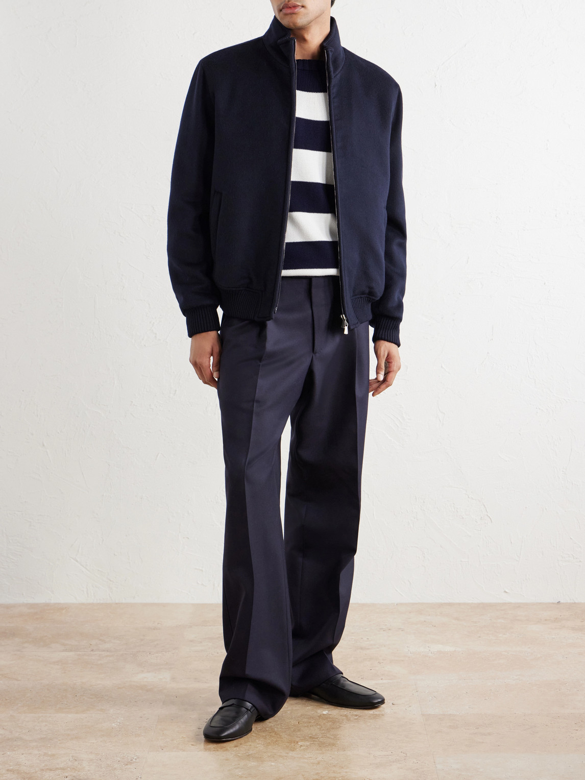 And Cashmere-Blend Flannel Bomber Jacket