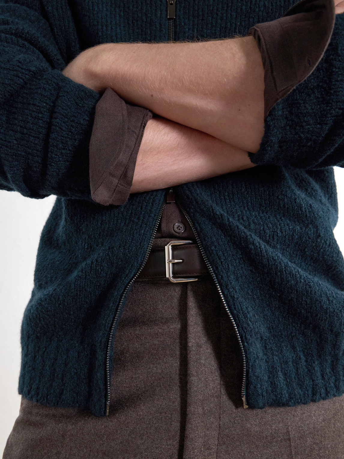 Wool-Blend Zip-Up Mock-Neck Sweater