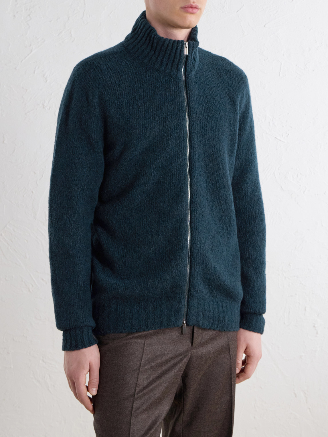 Wool-Blend Zip-Up Mock-Neck Sweater