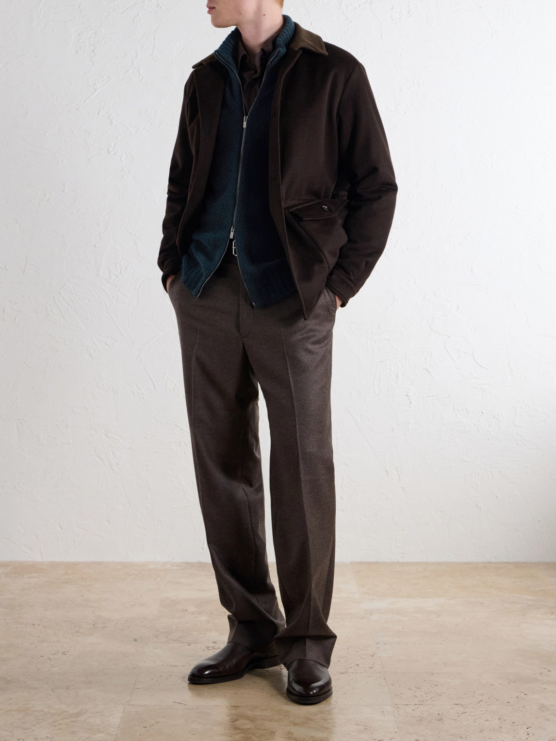 Wool-Blend Zip-Up Mock-Neck Sweater