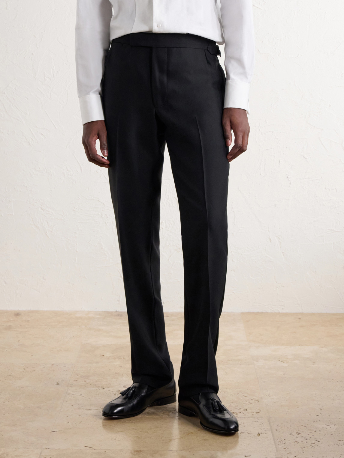 Straight-Leg Satin-Trimmed Wool-Fresco Suit Trousers