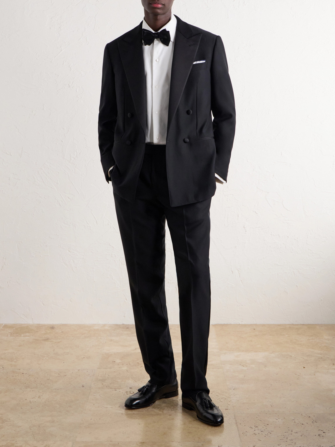 Straight-Leg Satin-Trimmed Wool-Fresco Suit Trousers