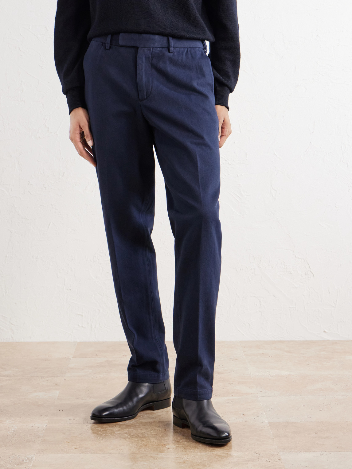 Straight-Leg Cotton-Twill Trousers