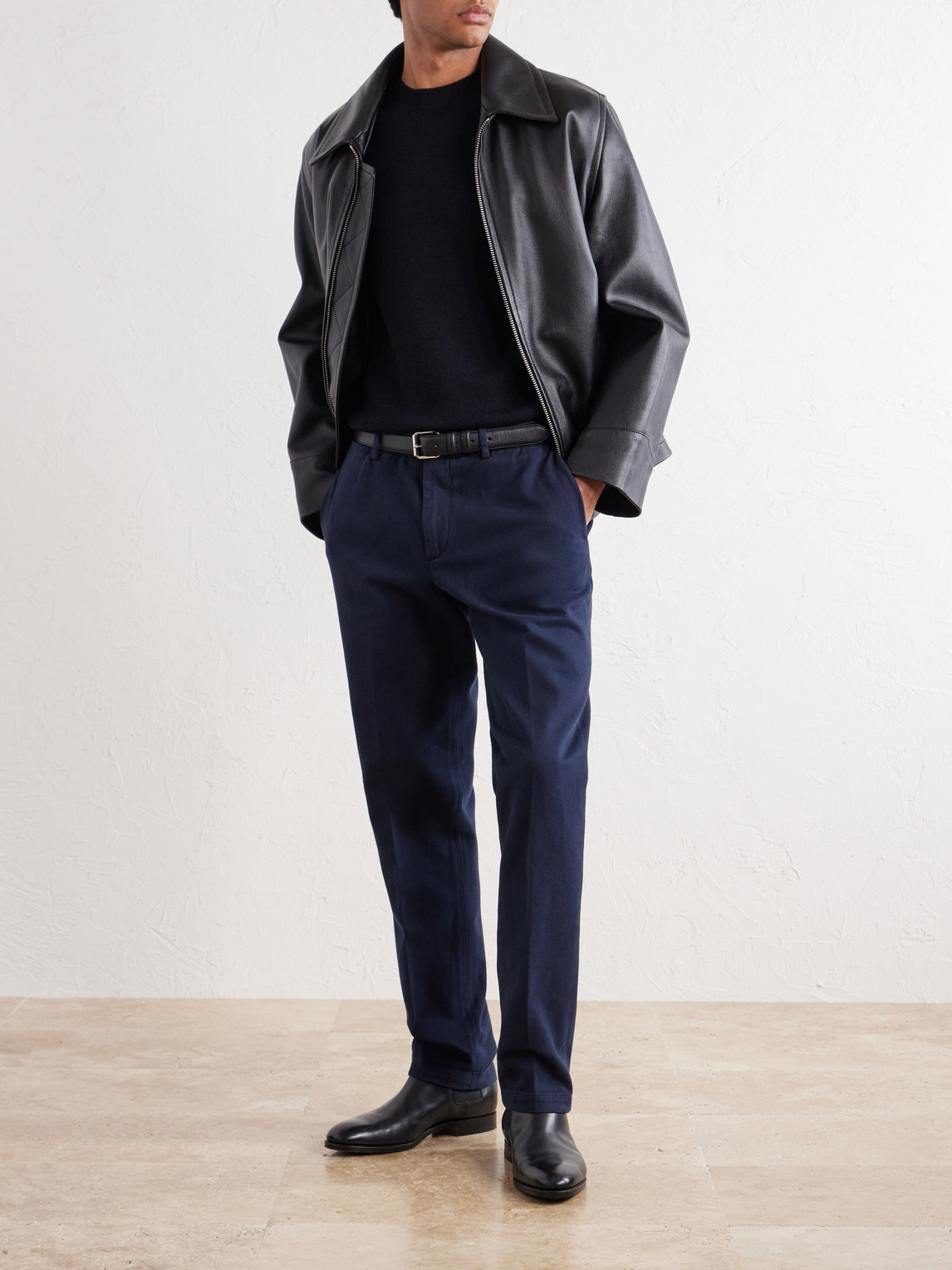 Straight-Leg Cotton-Twill Trousers
