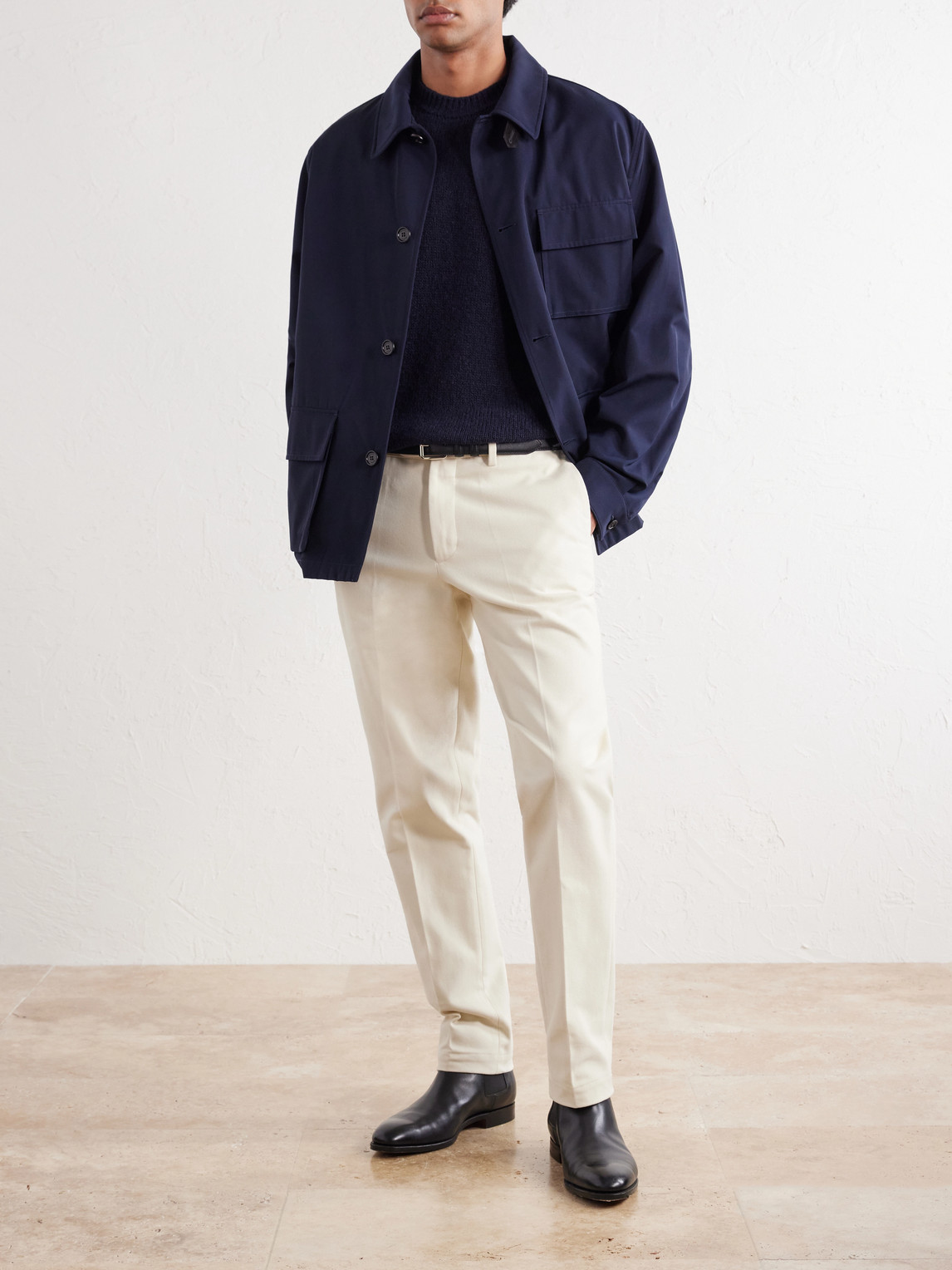 Straight-Leg Cotton-Twill Trousers